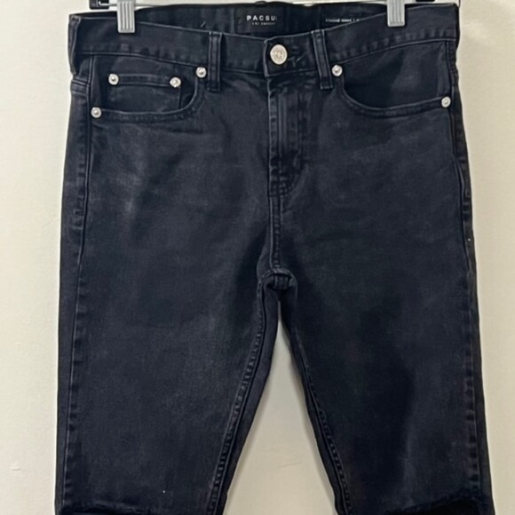Pacsun Mens Black Stacked Skinny Denim Distressed Mid Rise Jeans Sz 30x30 - Picture 3 of 12